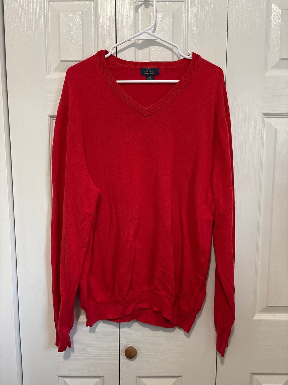 Brooks Brothers "346" Red 100% Supima Cotton Men's V-Neck Sweater XL